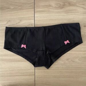 NWOT Victoria Secret PINK - Black with Pink Bows Cheeky Hipster Shorts - XS